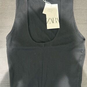 Zara Classic Black Ribbed Tank Top